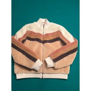 Mother The Striped Letterman Jacket Zip Bomber Jacket Dunes Donts Beige Size S